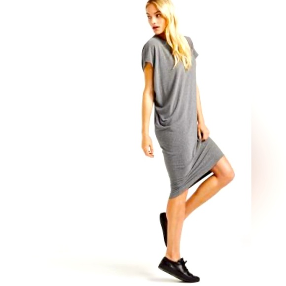 KIT AND ACE Sz M Wave Dress Asymmetrical Cashmere Blend Soft Midi Crew Neck - Picture 1 of 10